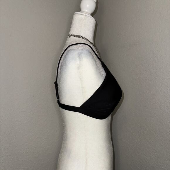 Old Navy Triangle Bikini Top Women Large Black UPF 40 Adjustable Spaghetti Strap - Picture 3 of 6